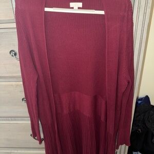 Anthropologie Burgundy Open-Front Cardigan